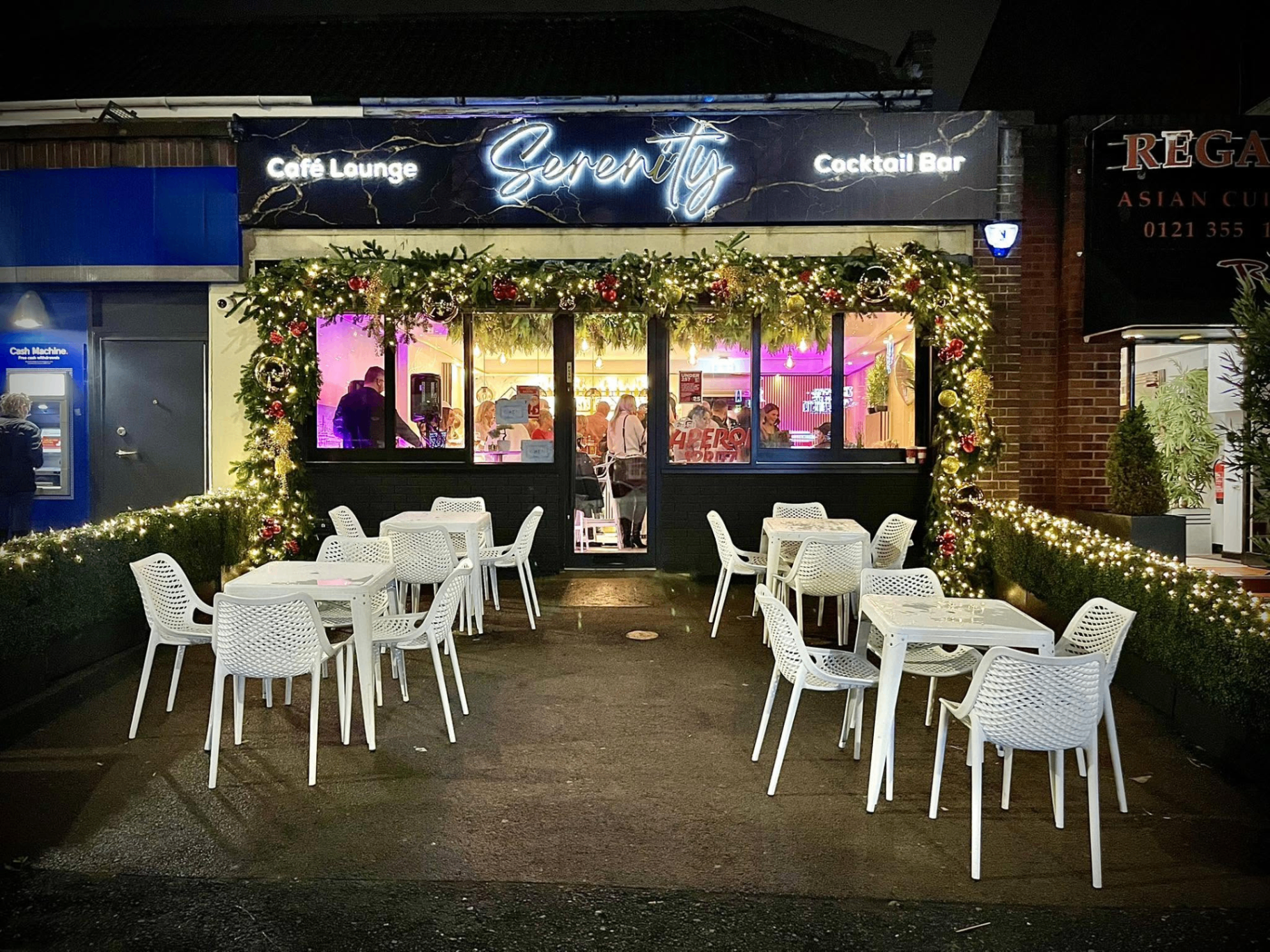 Serenity exterior at night